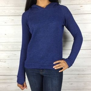 Grace Soft Blue Long Sleeve Knit Hooded Sweater